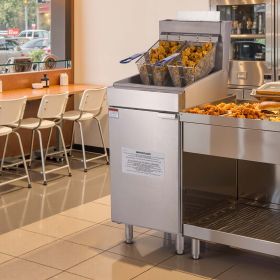 Commercial Deep Fryer Free Standing Propane Fryer 3-Burner Dual Basket 90,000BTU