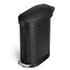 Matte Black 12-Gallon Narrow Kitchen Trash Can with Easy Step-on Lid