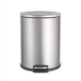13-Gallon Step-on Stainless Steel Kitchen Trash Can with Removable Bucket Liner