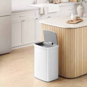 White 13-Gal. Trash Can with Motion Sensor Lid and Odor Absorbing Carbon Filter