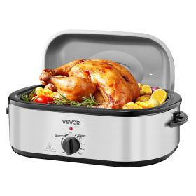 VEVOR Roaster Oven, 20QT Electric Roasting Pan, 150-450 F Adjustable Temperature Fast-Cooking Turkey Roaster, Turkey Oven with Self-Basting Lid