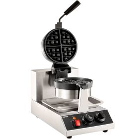 VEVOR Commercial Waffle Maker, 1 Piece per Batch, 1300W Round Waffle Iron
