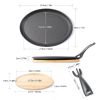 HAWOK Cast Iron Fajita Skillet Japanese Steak Plate with Handle and Bamboo Tray