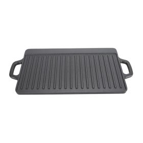 Cast Iron Rectangular Grill Multipurpose Safe Large Space Double Sided Double Ears Cast Iron Griddle For BBQ Gas Grill 44x23x2cm / 17.3x9.1x0.8in (Option: default)
