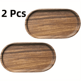 2pcs LDQ Elegant Wooden Serving Tray - Japanese Style, Space-saving Design, Perfect For Home Decor And Kitchen Accessories - Prohibited For Sale (Option: 2pcs)