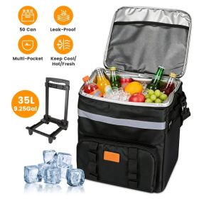 35L Rolling Cooler Bag 2-in-1 Insulated Lunch Backpack With Telescopic Handle Wheels Adjustable Shoulder Strap Portable Thermal Cooler Bag For Ca (Option: Defaulttitle)