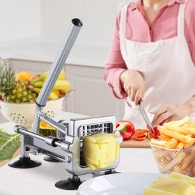 French Fry Cutter Stainless Steel Potato Vegetable Slicer Chopper 3 Blades (Option: Silver)