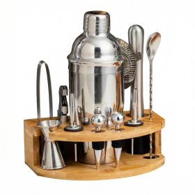 Cocktail Shaker Set,12 Piece Bartender Kit With Stand,Bar Set For Mixed Drink, Professional Bar Accessory Shaker,Jigger,Strainer,Muddler,Liquor P (Option: Defaulttitle)