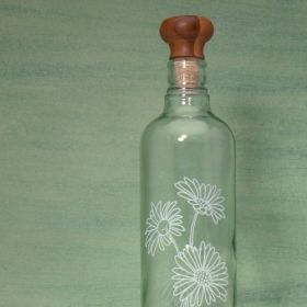 Transparent Glass Water Bottle With Stopper (Option: Transparent belt daisy)