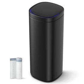Black Motion Sensor Stainless Steel 13 gallon Trash Can with Ozone Button (Color: Black)