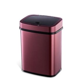 3-Gallon Motion Sensor Touchless Stainless Steel Trash Can (Color: Burgundy Copper)