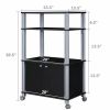 Modern 3-Shelf Kitchen Baker’s Rack Cart on Wheels in Wood Finish