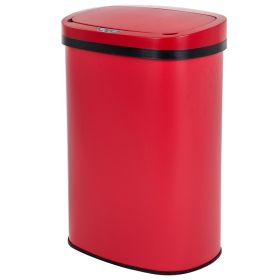 13 Gallon Stainless Steel Motion Sensor Trash Can (Color: Red)