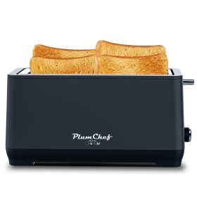 4-Slice Toaster, Extra Wide Long Slot Toaster, 6 Browning Settings, Bagel/Defrost/Reheat Functions, Removable Crumb Tray, Stainless Steel Housing (Color: Matte Black)