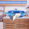 Enameled Cast Iron Dutch Oven, 3.8 Quart Dutch Oven Pot with Lid, Non Stick Cast Iron Pot, Round Oven Safe up to 500°F, Use for Marinate, Cook