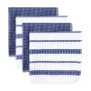 (3 pack) Cotton Waffle Dishcloth, Blue & White Striped, 4 Piece, 12 in x 12 in