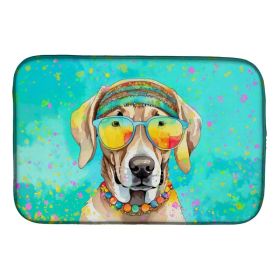 Weimaraner Hippie Dawg Dish Drying Mat Absorbent Dish Drying Mat Pad for Kitchen Counter Dish Drainer Mat for Countertop, 14 x 21", Multicolor (Option: default)